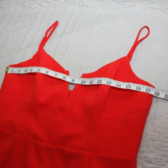 Bardot Womens Kristen Peplum Flounce Dress Red Size 10/L Crepe Lined REVOLVE - Picture 8 of 10